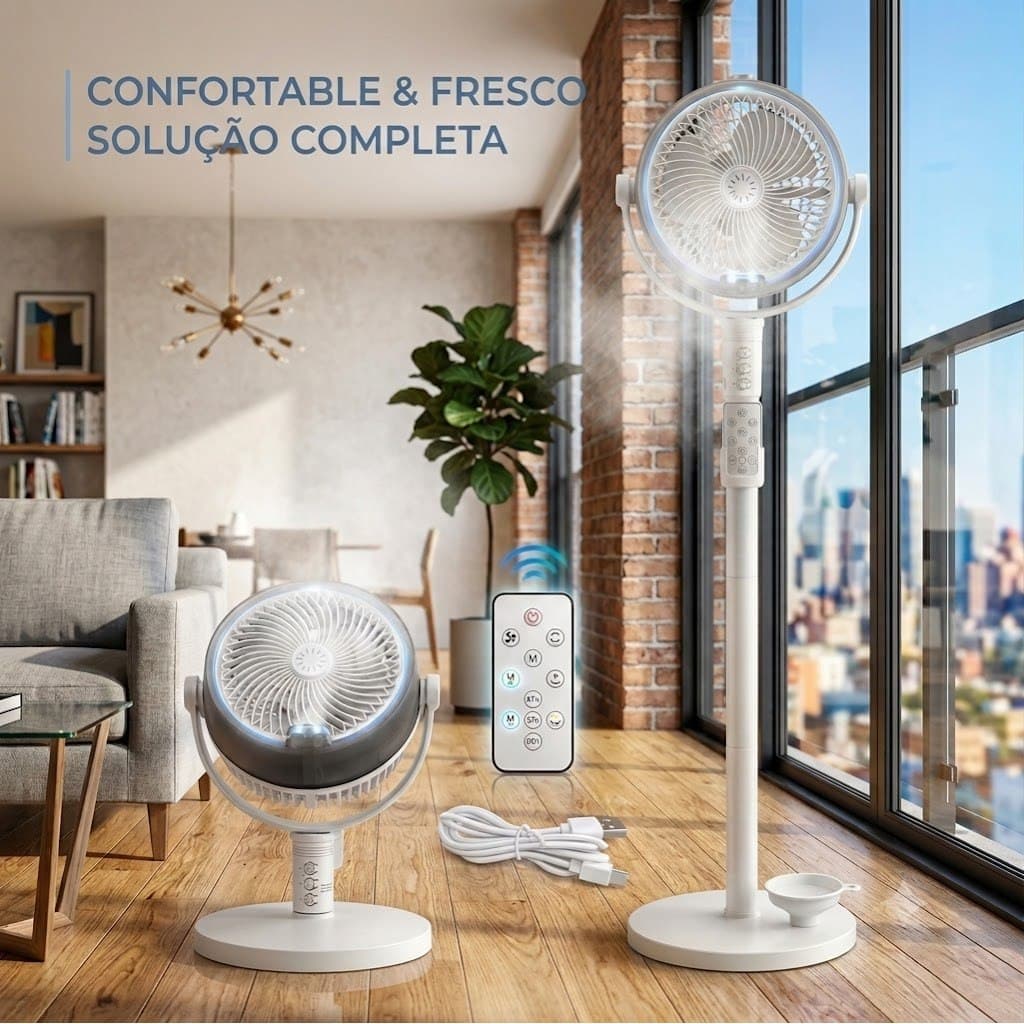 Ventilador com Umidificador USB Timer Com Controle Remoto RecaUSB-C