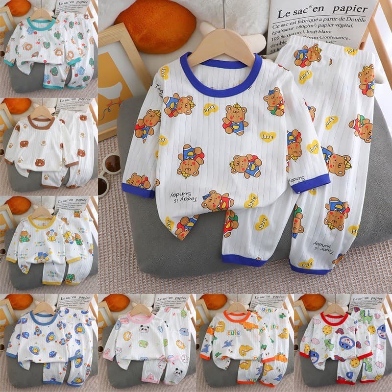 Calças de manga comprida para crianças de 0 a 6 anos, roupa de dormir estilo fino de algodão