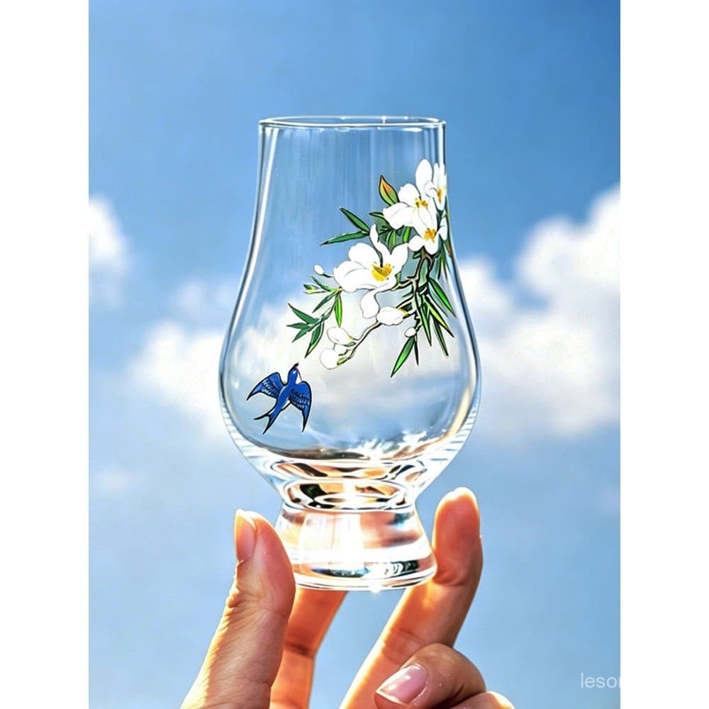 Copo de vidro de retorno impresso taça de cristal Cocktail copo de vinho estrangeiro xícara de chá resistente ao calor c