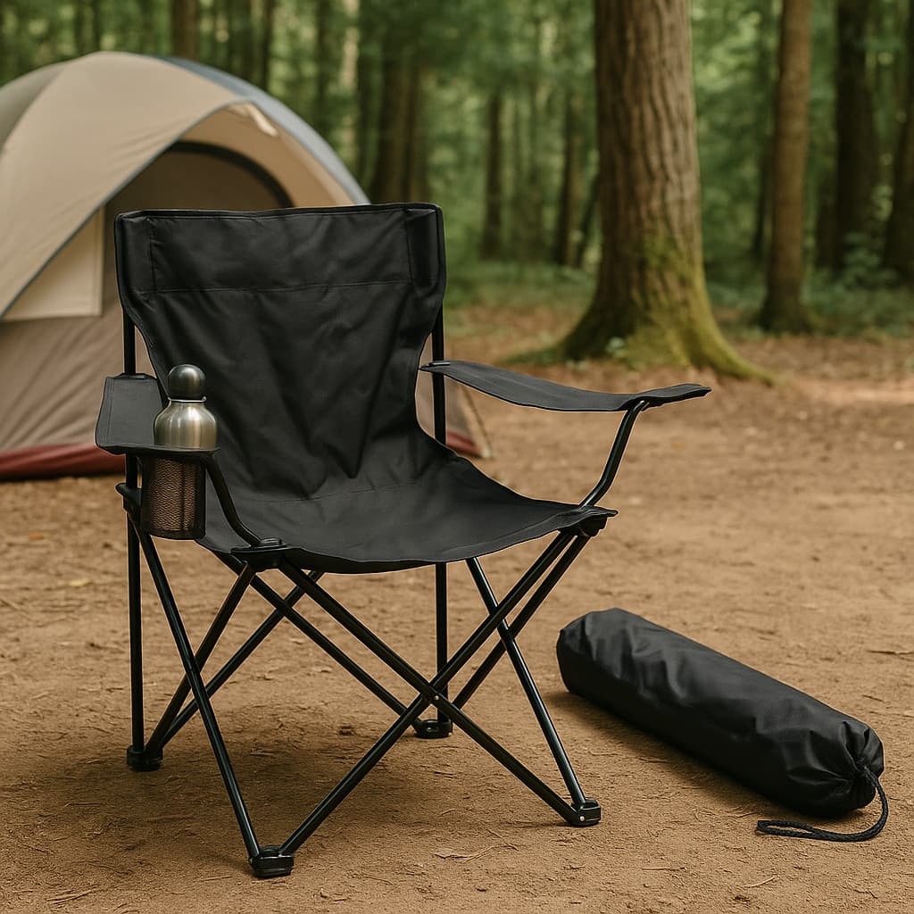 Cadeira Dobrável Portátil Camping Pesca Apoio de Braço + Porta Copo + Bolsa Transporte – Resistente e Leve maxbel
