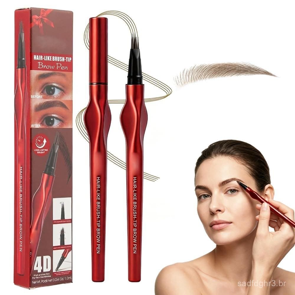 Caneta de Sobrancelha para Microblading, Lápis de Sobrancelha 3D com 4 Pontas, Caneta de Contorno à Prova d'Água de Long