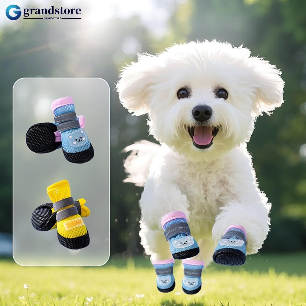 Sandálias Para Cães De Malha Respirável GRANDSTORE Pequenos Sapatos Animais De Estimação De Verão Com Sola Elástica Anti