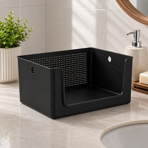Cesto Organizacao Preto 16 Litros Resistente Multifuncional Compacto Ambiente Domestico Comercial