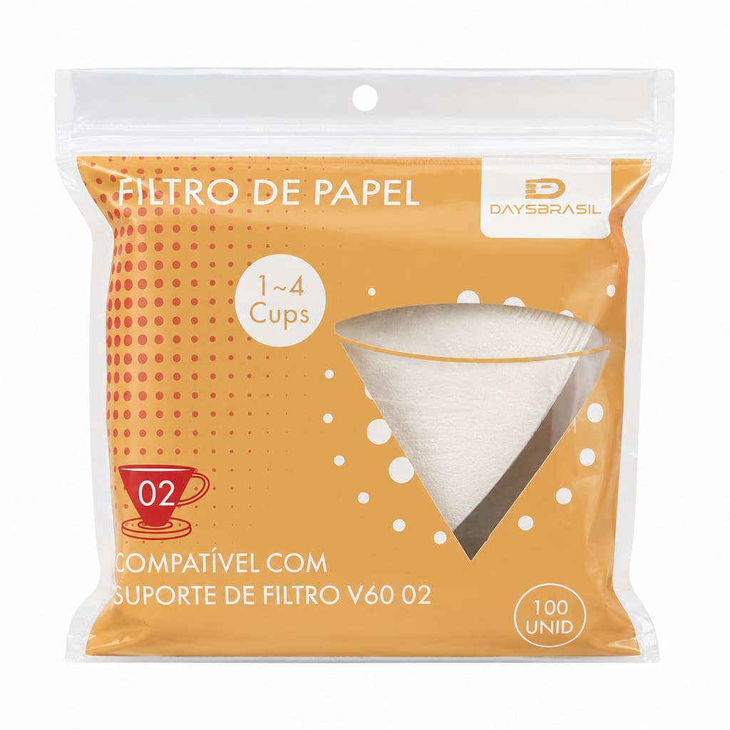 Filtro de Papel para Café V60 02 – 100 Unidades – 1 a 4 Xícaras – DaysBrasil