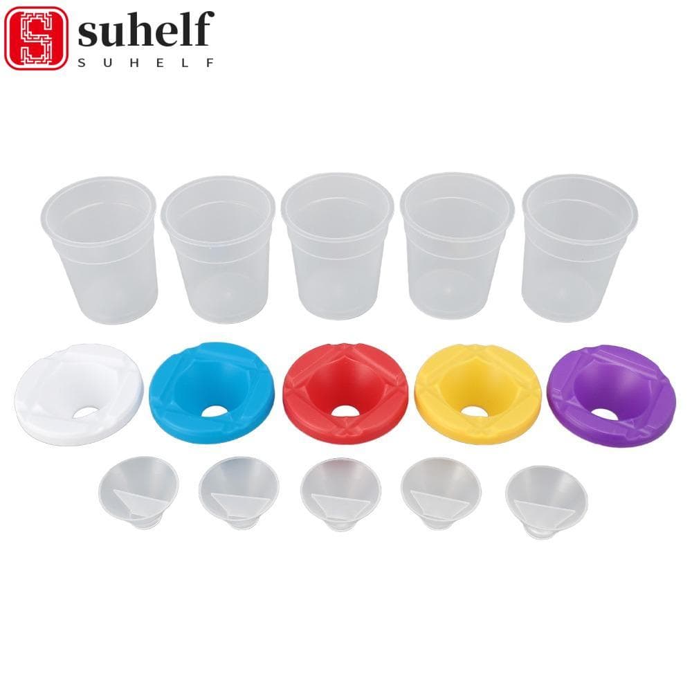 SUHELF 5pcs Recipientes De Pintura , Tampas Abertas Coloridas , Copos De Tinta À Prova De Derramamento , Design Multiuso