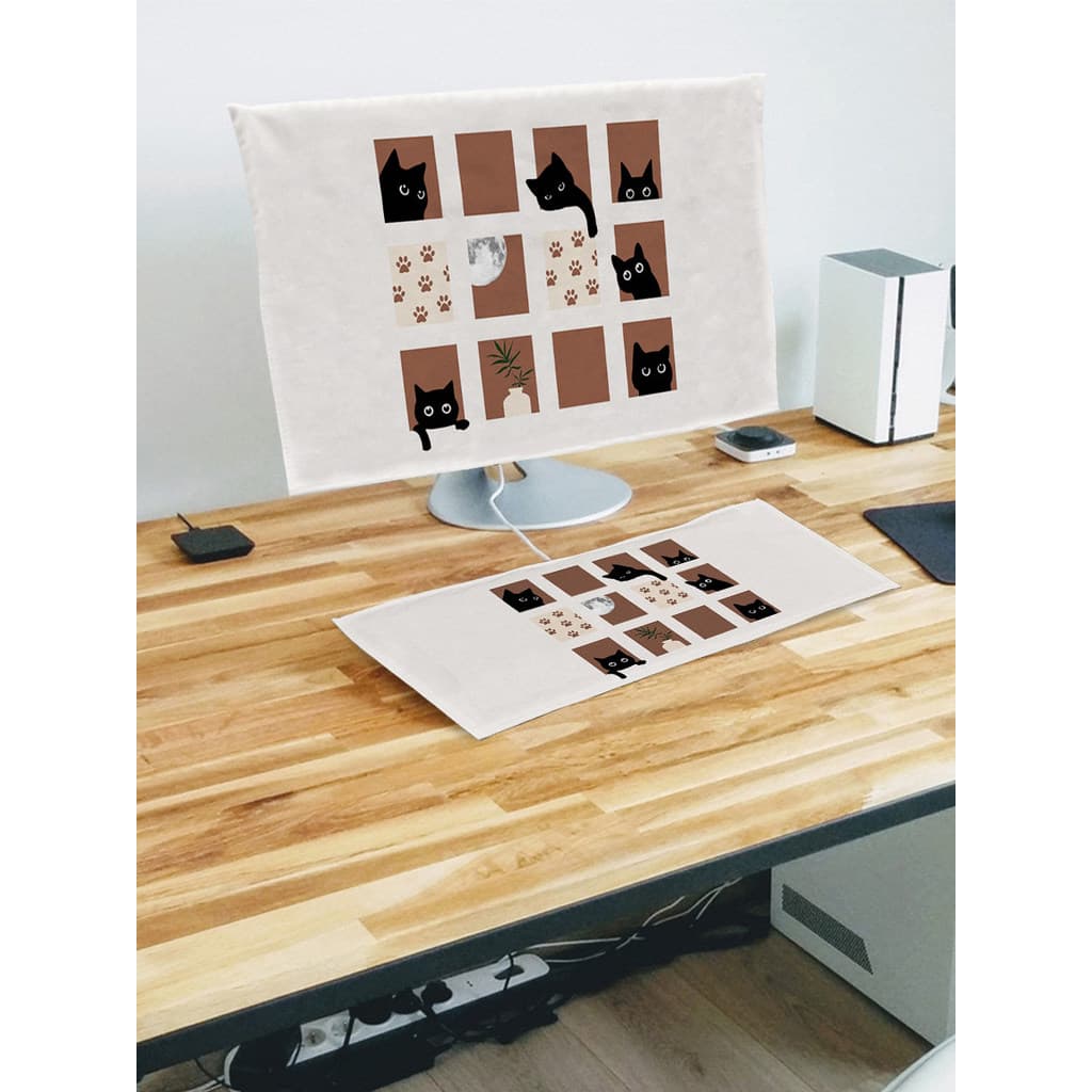 SPBY3949 (conjunto de três peças) impressão de gato de desenho animado Desktop computador Host teclado Display conjunto