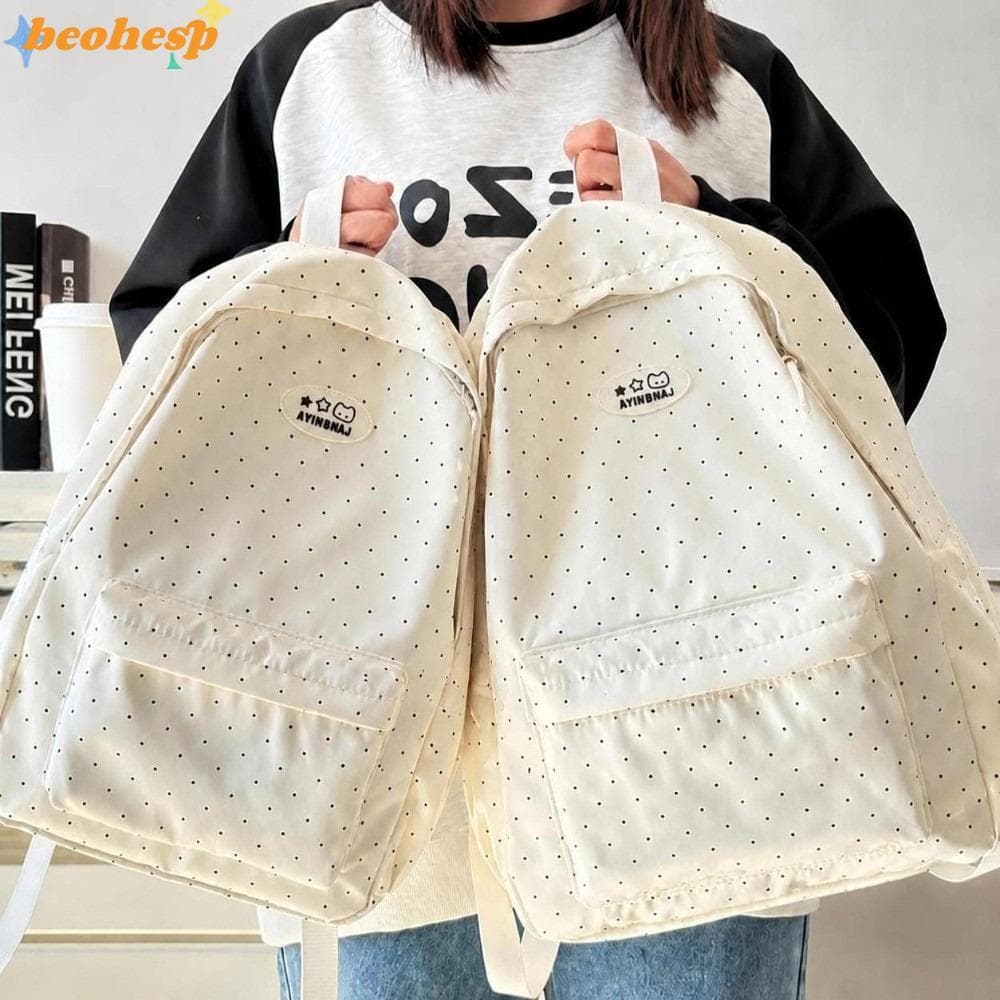 Mochila De Viagem BEOHESP , Bolinhas Estilo Coreano Com Vários Bolsos Escolar De Nylon De Grande Capacidade Para Estudan