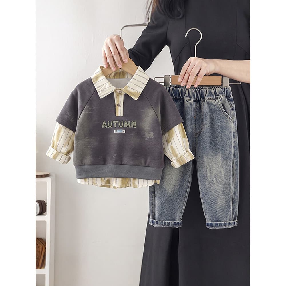 Meninos outono terno moda 3 crianças dividir usar bebê primavera outono roupas 1 ano de idade bebê 2026 pequeno mestre r