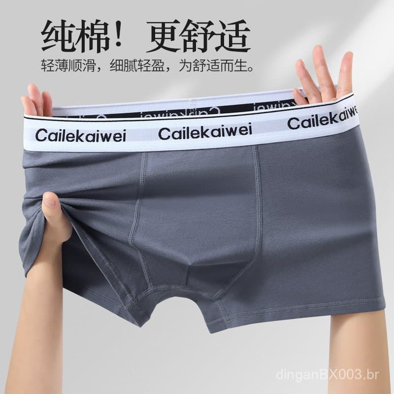 Roupa íntima masculina, cuecas boxer de algodão puro para jovens, shorts boxer respiráveis de algodão, cuecas masculinas