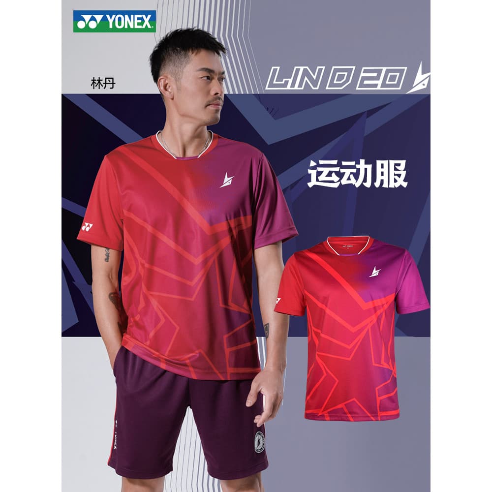 Yonex yonex camisa de Badminton Lindan série masculina de manga curta yy camiseta feminina de secagem rápida camisa de c