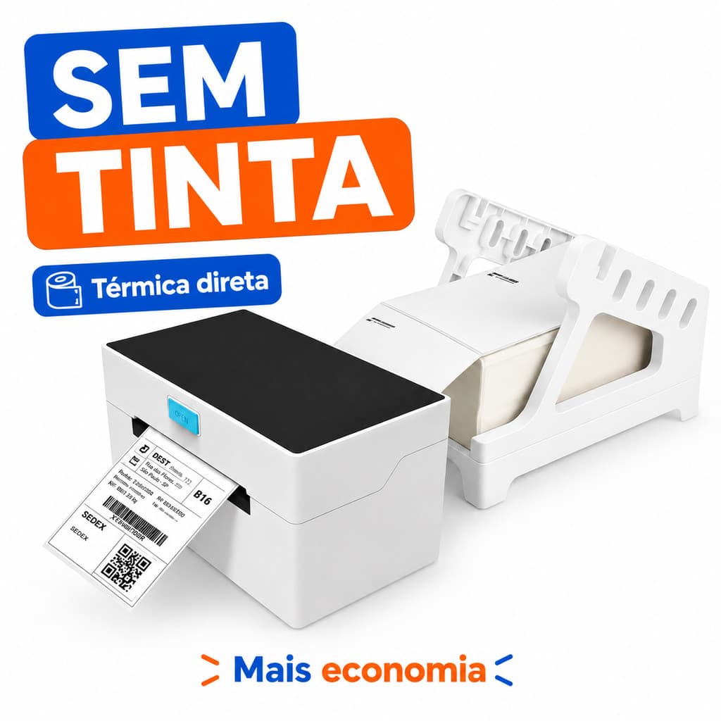 Impressora de Etiquetas Térmica USB 110mm 203 DPI 160mm/s com Suporte para Código de Barras e Envios