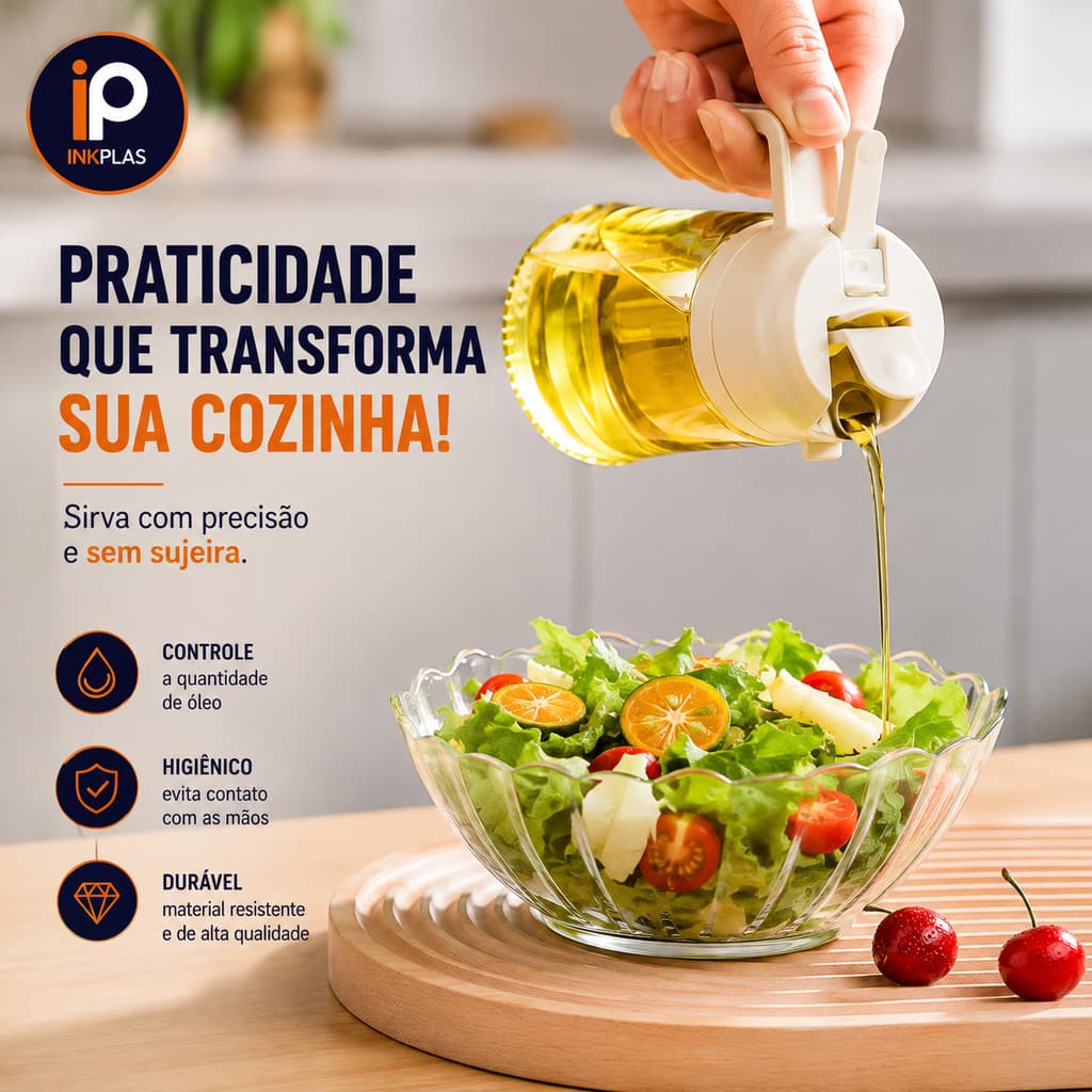 Spray Borrifador Dosador bege 2 em 1 Azeite Vinagre Oléo Vidro Modelo Galheteiro Cozinha 470ML