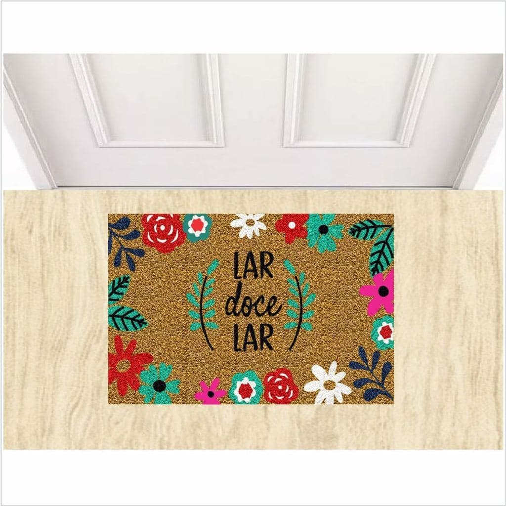 Tapete Emborrachado 58x38cm Lar Doce Lar CM0001 porta capacho entrada antiderrapante