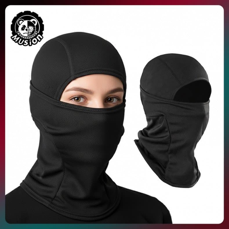 [Exclusivo para Mulheres] Máscara Facial Completa Preta Original da Musion para Mulheres, Balaclava Resistente a UV, Tec