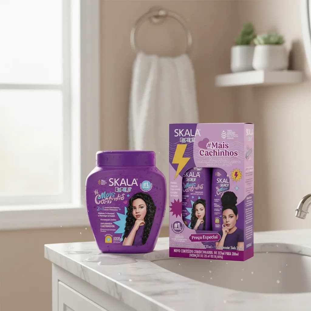 Kit Skala Infantil Cachinhos Shampoo Condicionador Creme 1kg