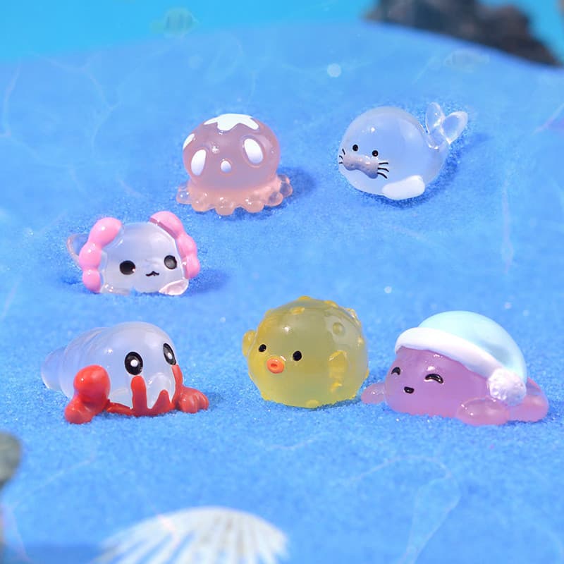 Decoração De Aquário De Animais Marinhos De Desenho Animado | Mini Conjunto De Enfeites De Tanque De Peixes Para Mesa