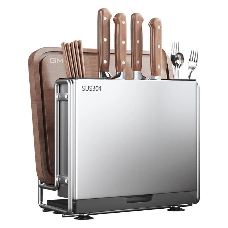 304 Aço Inoxidável Suporte De Faca De Cozinha Rack Integrado Placa De Corte Pauzinhos Bancada De Armazenamento/Modelo De