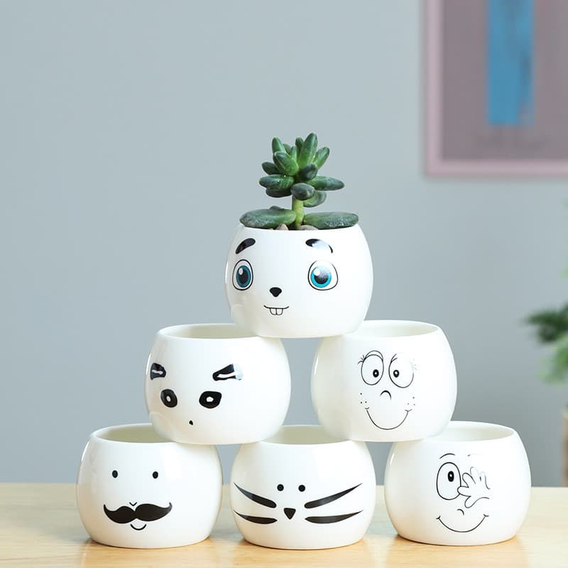 Venda quente-japonês bonito Mini planta suculenta vaso de cerâmica expressão criativa ZAKKA simples Desktop pequeno vaso