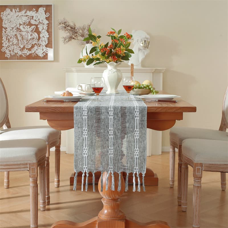 SPBY1314 Cor Sólida Tecido à Mão Oco Borla Corredor de Mesa Doméstico Estilo Americano