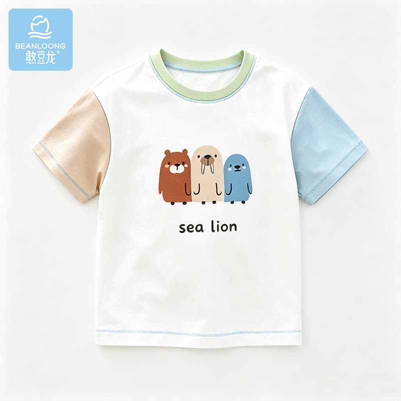 Handoulong infantil verão de manga curta algodão puro masculino feminino bebê 0-6 anos de idade crianças verão camiseta