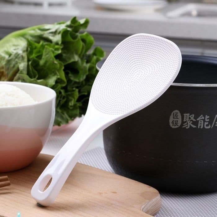 Colher de arroz doméstica antiaderente pá de arroz criativo servindo arroz ferramenta útil plástico grande colher de arr