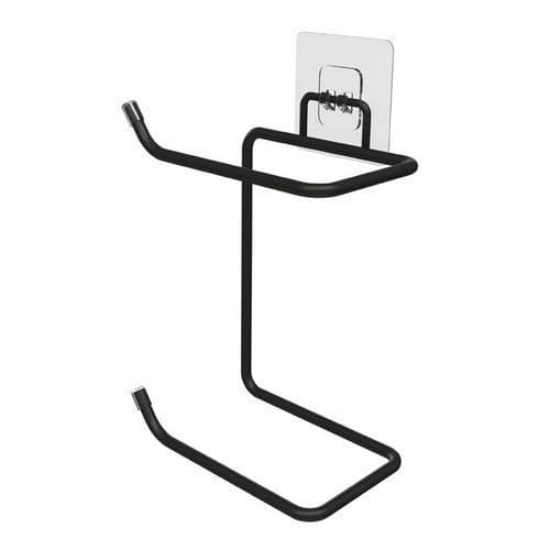Suporte Duplo Papel Higienico Parede Madeira Preta Design Moderno Resistente