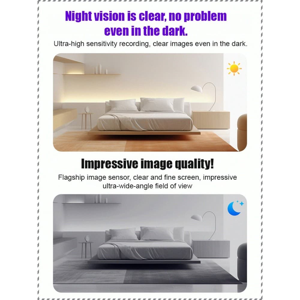 【Segurança em Casa】Cell phone remote monitoring home wireless HD no dead angle wireless camera remote monitor camera/Câm