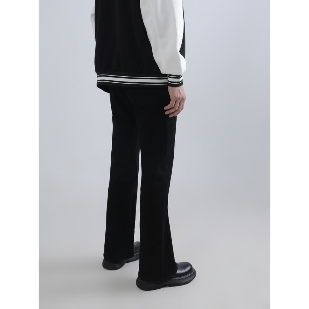 American High Street vibe ligeiramente alto Jeans preto clássico meninos na moda cleanfit calças retas
