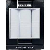 Lenço Presidente Puro Algodão 41x41 c/3 Masculino 2720 Brancos