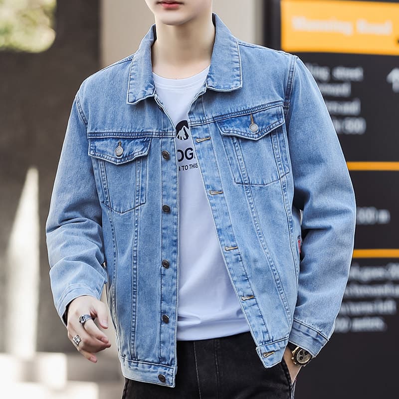 Jaqueta jeans masculina primavera outono All-Match simples versão coreana na moda outono jaqueta masculina roupas de out
