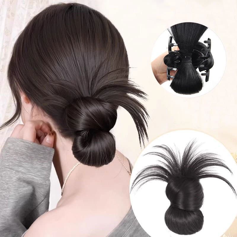Nova Peruca Y2K Coque De Cabelo Natural Preto Estilo Coreano Bagunçado Garra Clipe Extensão Rabo De Cavalo