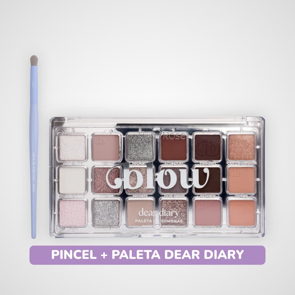 Paleta de Sombras Para Sobrancelha Dear Diary Ruby Rose® + Pincel de Precisão Para Maquiagem