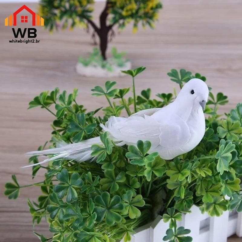 WBHG Pomba Branca Pena Espuma Amante Artificial Pombos Da Paz Pássaros Casa Jardim Decoração De Casamento Imitação De Pá