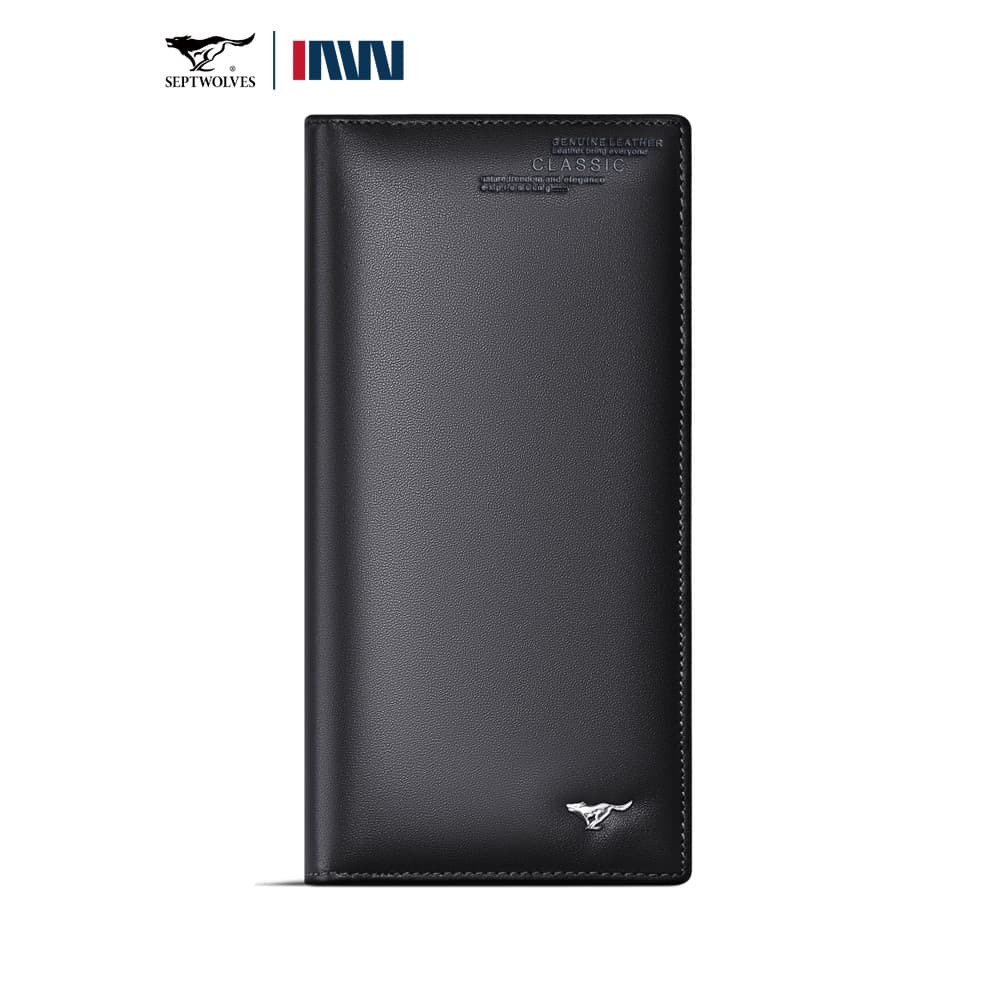 Genuíno sete cavalos lobo carteira masculina longa primeira camada de couro marca carteira masculina High-End carteira 2