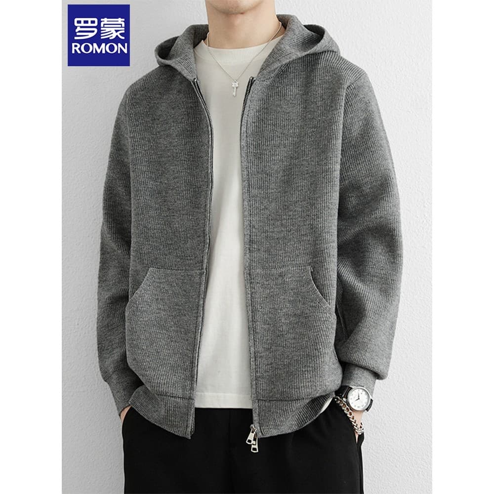 Lomon malhas masculino novo estilo primavera outono Casual pai de meia-idade usar camisola Cardigan jaqueta masculina to