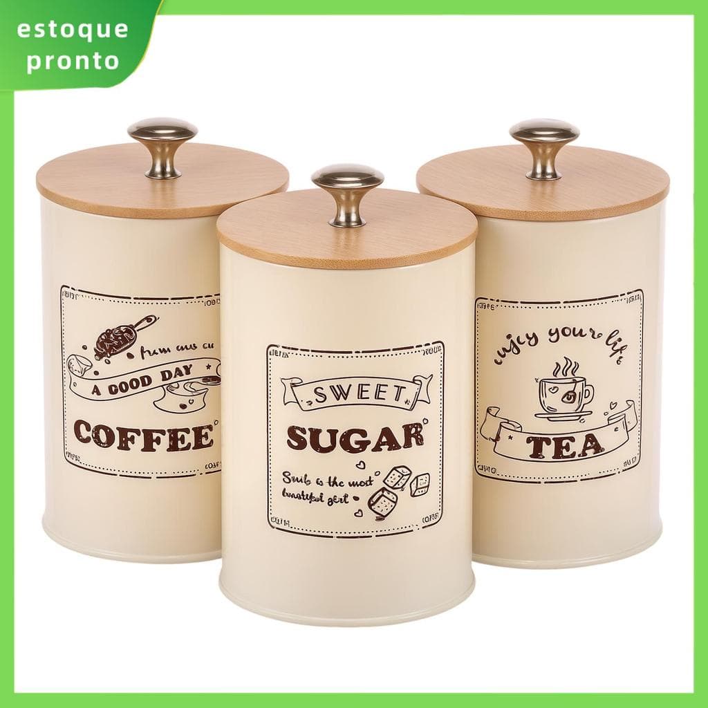 Kit De Recipientes De Cozinha Vintage De Metal , Conjuntos De Vasilhas Herméticas Muito Versáteis Para Cozinhas SHOPSKC8