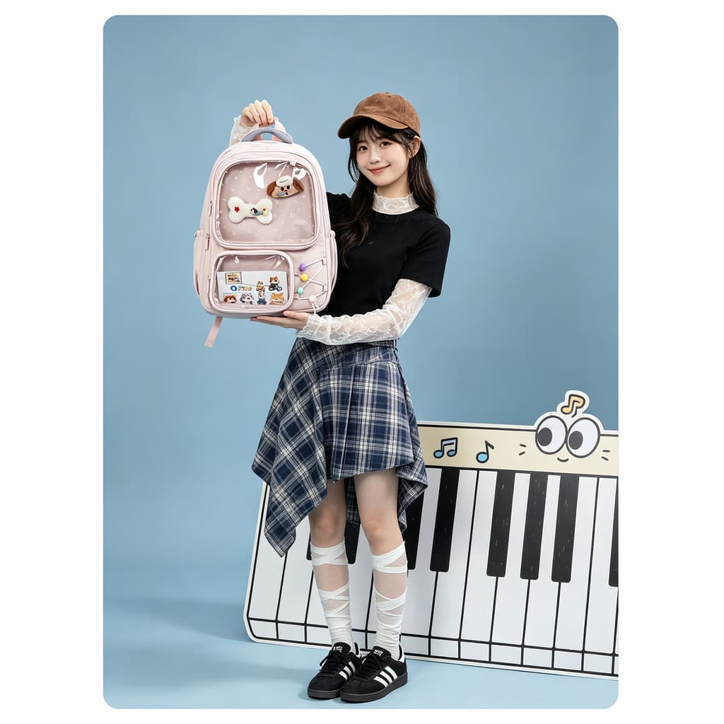 Mochila escolar estudante do ensino médio feminino 2026 novo estilo saco de dor moda feminina mochila All-Match grande c