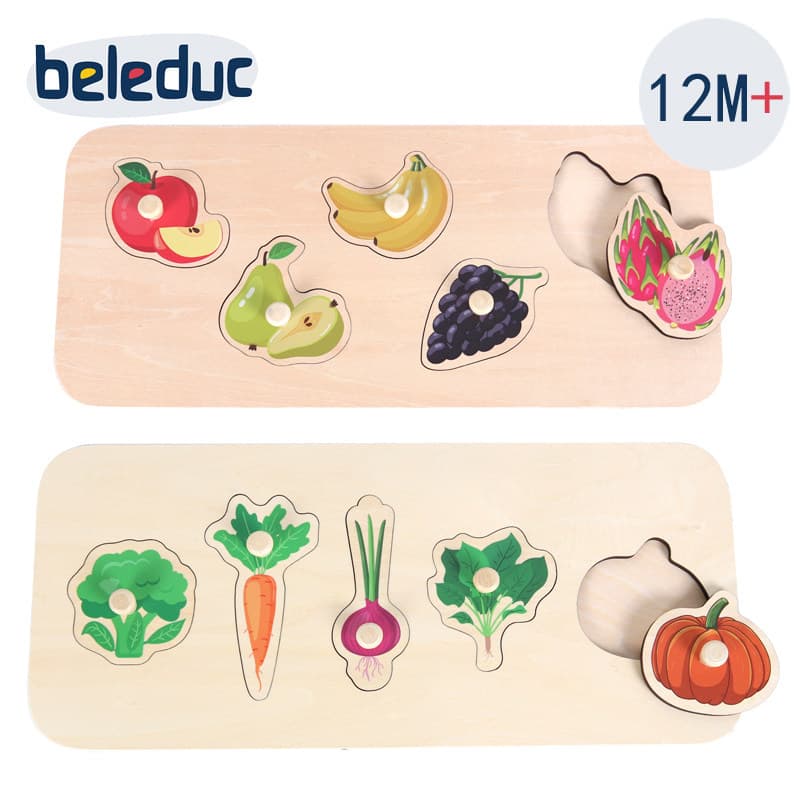 Mão Grab Board quebra-cabeça frutas quebra-cabeça brinquedo bebê quebra-cabeça de madeira mão-vegetais 9M + nível de ent