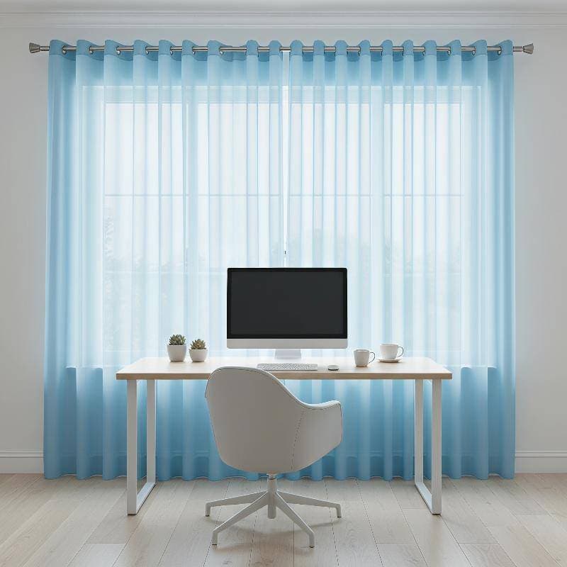 TSBR Azul Claro Sólido Sheer Voile Janela Cortina Ambiente Aconchegante Criando Cortinas Macias Para Quarto Sala De Esta
