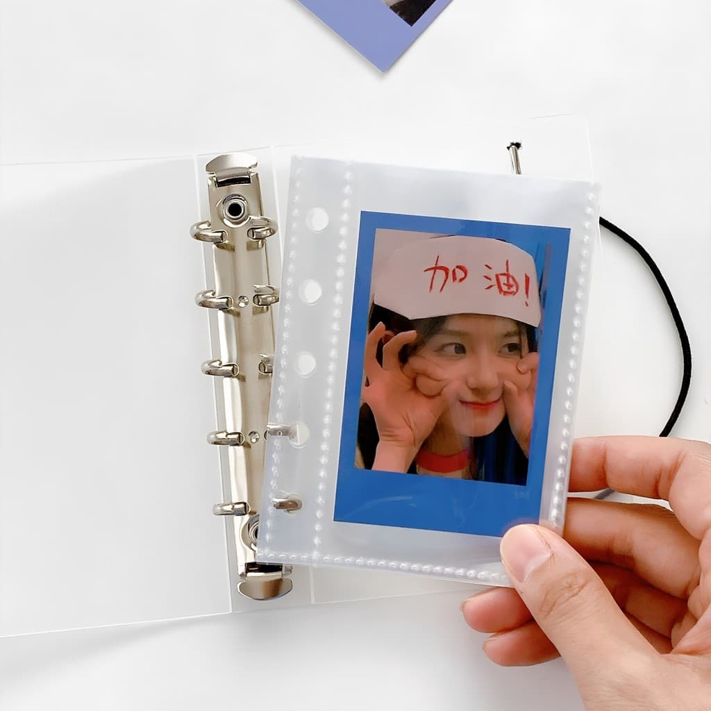 M5a7 Transparente PP Compartimento Único Compartimento Duplo Álbum de Fotos de Folhas Soltas Bolsa de Armazenamento Um C
