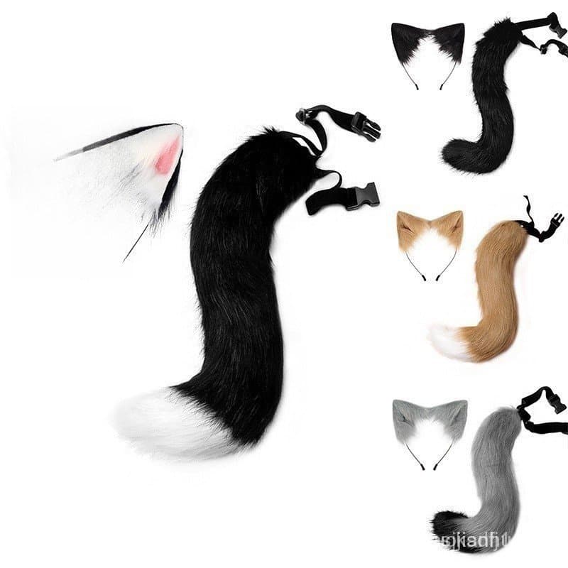 Imitação De Orelha De Raposa Peluda Gato Fita Pelúcia Ajustável Cosplay Traje De Carnaval De Halloween Para Festa De
