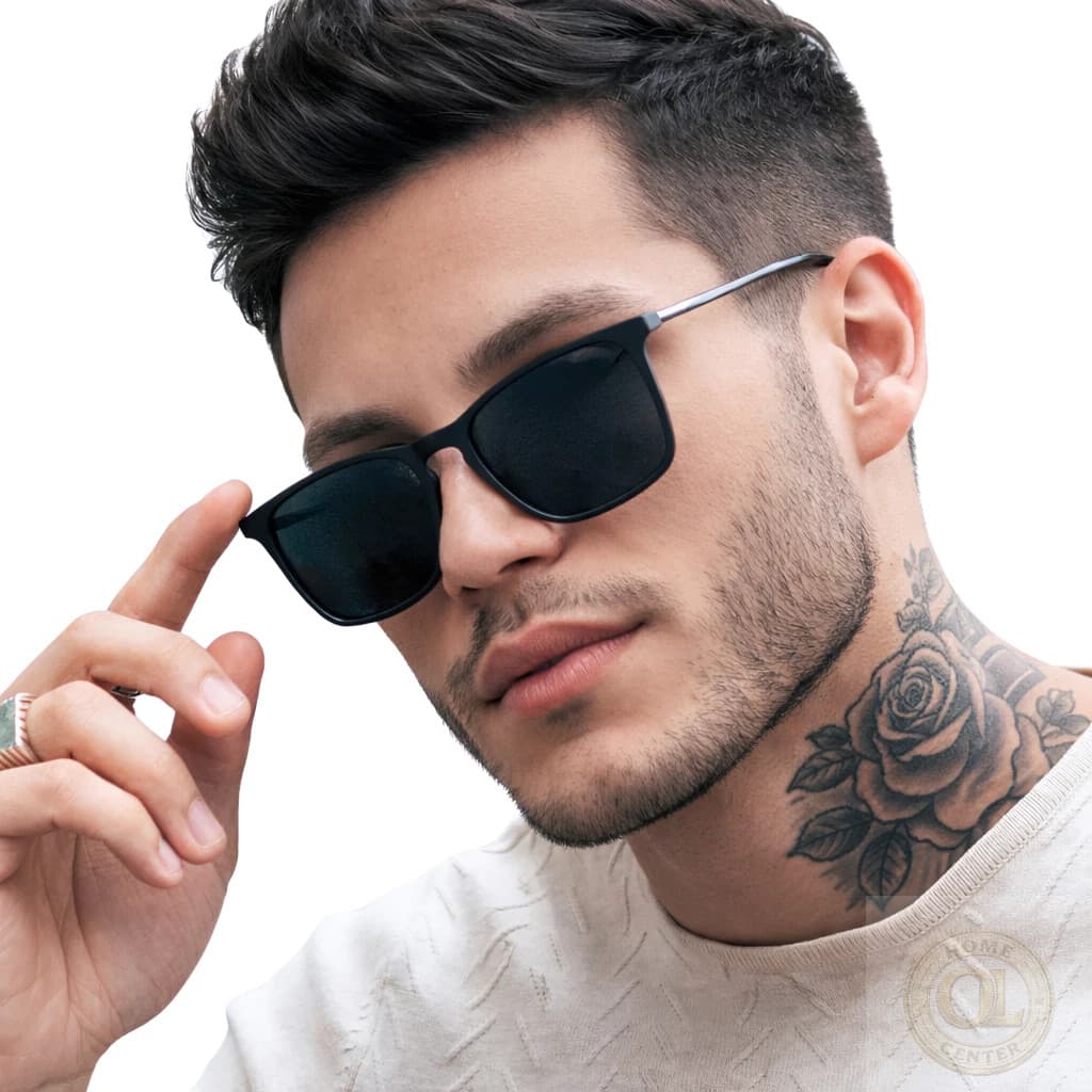 Óculos De Sol Quadrados Masculinos Perna Metal De Alta Qualidade Minimalista Pro teção UV400