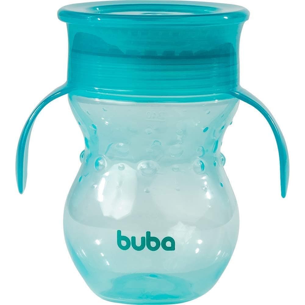 Copo 360° 250ml Com Alça Verde Buba Treinamento Bebê Infantil Antivazamento Introdução Alimentar
