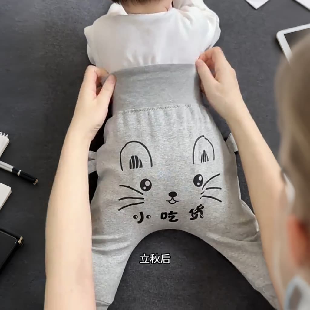 Bebê grande bunda calças cintura alta proteção da barriga bonito bebê Casual outono calças meninos meninas crianças exte