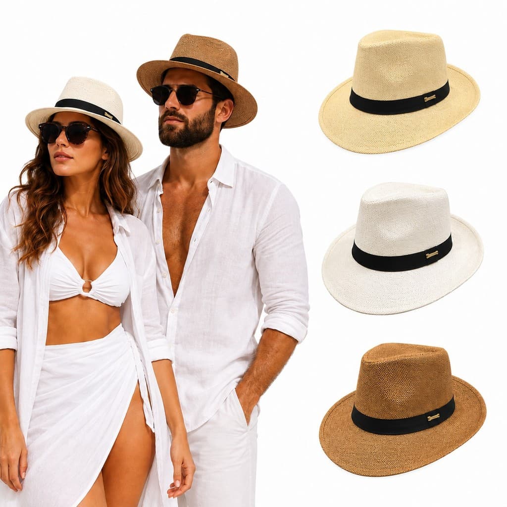 Chapéu Panamá Verão Praia Aba Média Estilo Unisex 1103