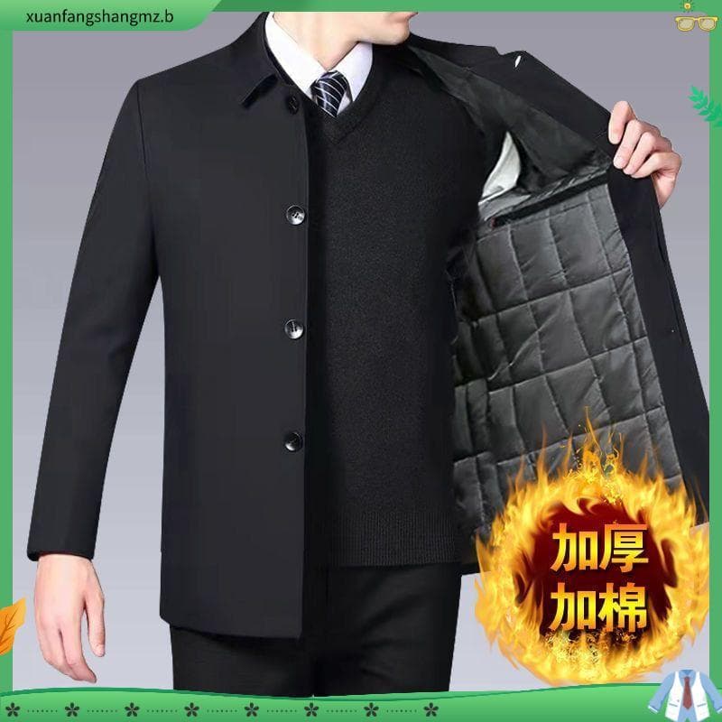 Jaqueta acolchoada masculina outono inverno jaqueta masculina de meia-idade jaqueta para idosos pai usar jaqueta de negó