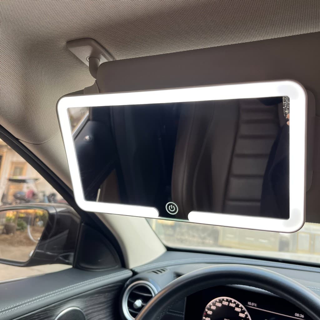Carro LED espelho de maquiagem viseira de sol pegajoso luz de preenchimento espelho senhoras ampliação tripla espelho de
