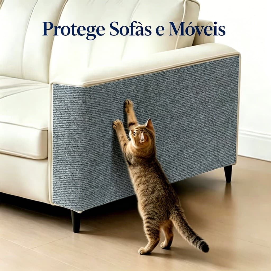 Tapete Arranhador Autoadesivo Protetor de Sofá para Gatos Cortável DIY Parede Porta Cama Chão Alta Aderência Resistente