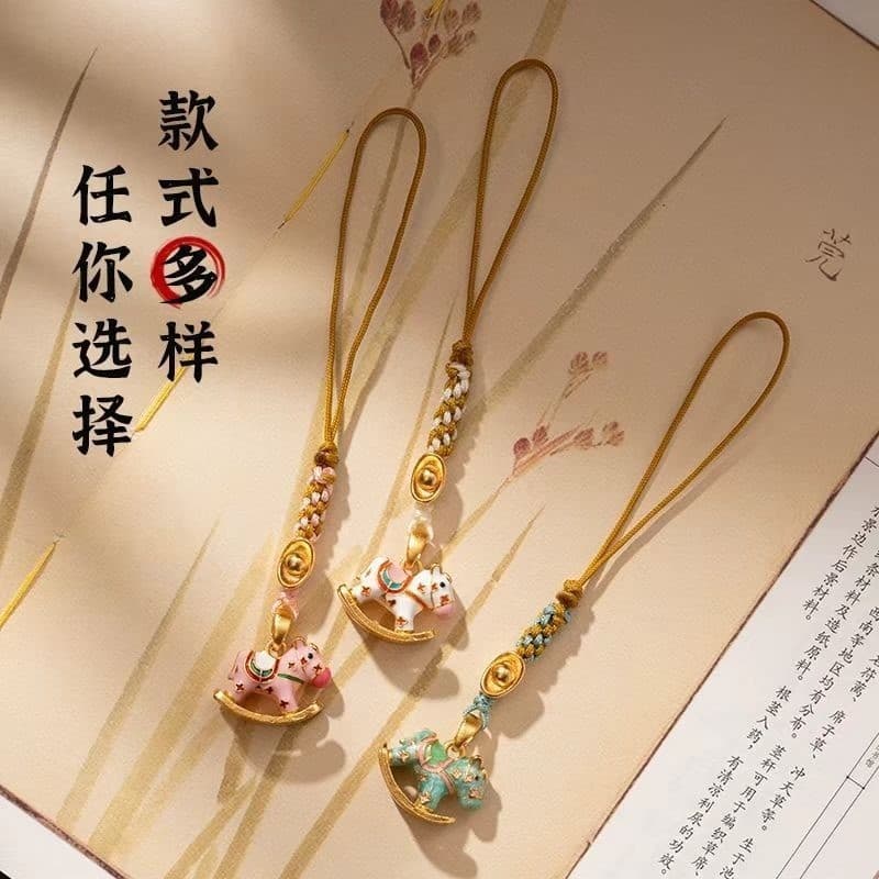 Novo estilo chinês corrente de telefone móvel dopamina bonito cordão ornamentos decorativos pequeno fresco high-end Desi