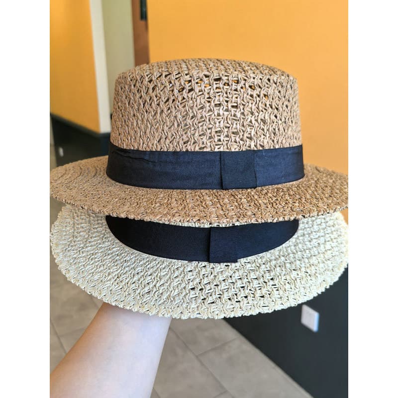 Chapéu de palha plano feminino verão viagem protetor solar panamá chapéu de palha de aba larga plana Casual chapéu super
